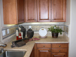 Accent lighting under the cabinets is a favorite